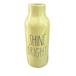 Rae Dunn Ceramic Shine Bright Lemon Yellow 9” Vase Spring Home Accent Decor